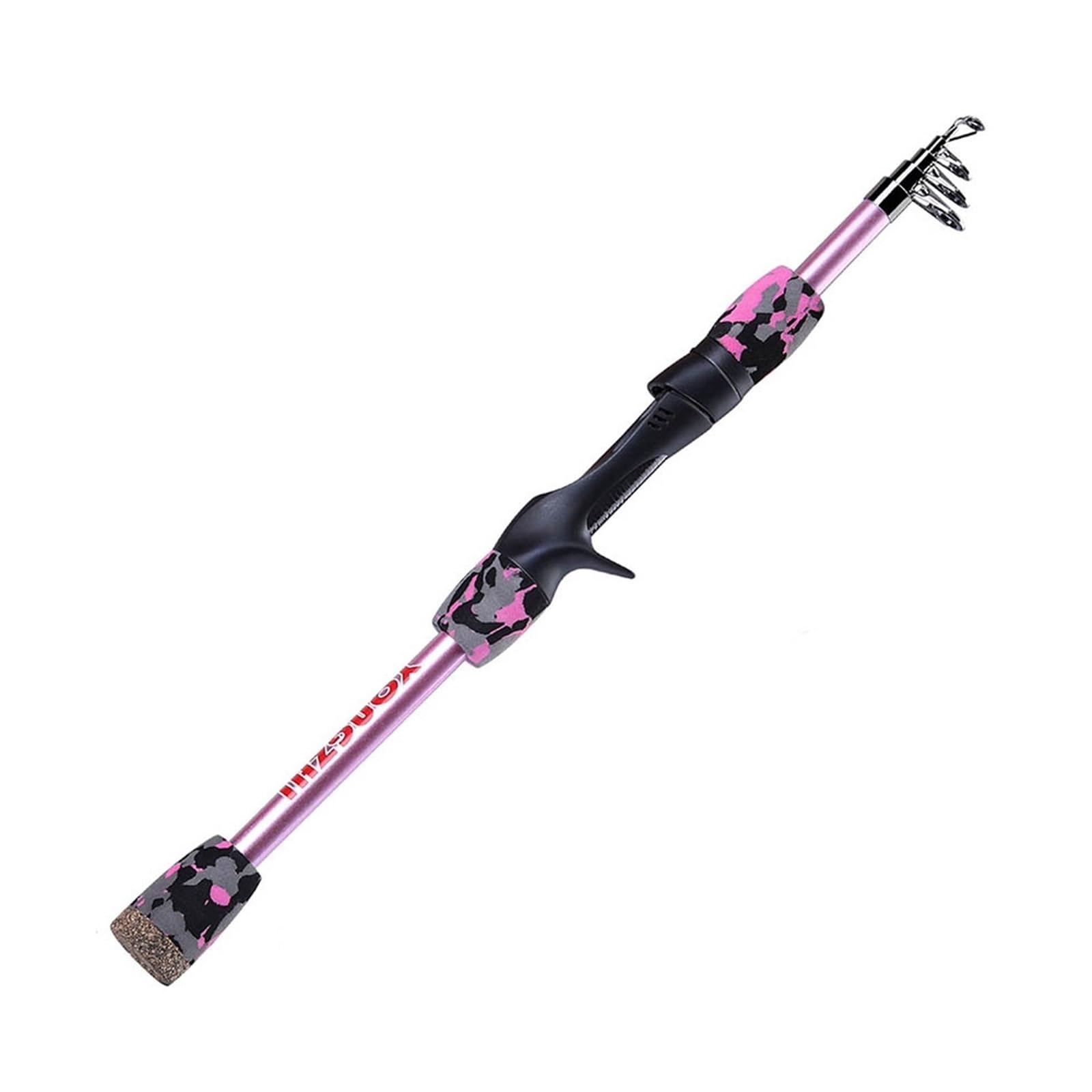 Angelsets 1,5 M Teleskop Angelrute Rock Camouflage Angelrute for Süßwasser Bass Forelle Lachs Angelgerät Stange Teleskop-Angelrute(Pink)