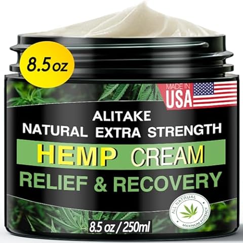 8.5 oz Natural Hemp Cream - Instant Hemp Cream with Hemp, Arnica, MSM, Turmeric, Emu Oil, Menthol, Aloe, Rosemary Oil, Boswellia, Big Capacity Hemp Cream - All-Natural Formula - Absorbs Quickly Cover