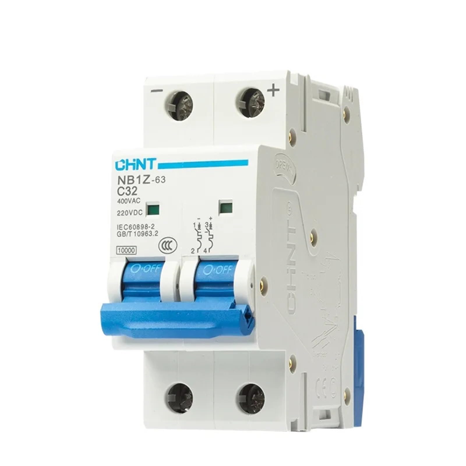 GVBAEPIEO NB1Z-63 2P DC Circuit Breaker MCB 12V 24V 220V for PV System 20A 32A 40A 400V AC(3A)