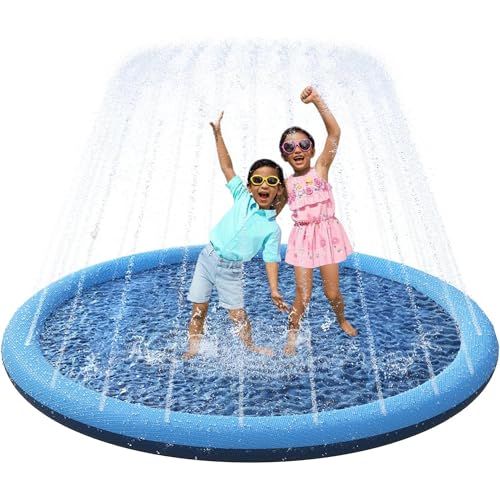 Image of Kidology Splash Pad for Kids - 58 inch Inflatable Sprinkler Water Play Mat for Toddlers & Children - Outdoor Backyard Summer Toy for Ages 3-10 - Non-Slip Splash Pool for Boys & Girls Baby Water Toys