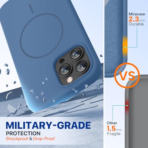 Image of Miracase Magnetic for iPhone 13 Pro Max Case, [Soft Anti-Scratch Microfiber Lining], Compatible with MagSafe, Liquid Silicone Shockproof Drop Protection Phone Case for 13 Pro Max, Glass Blue