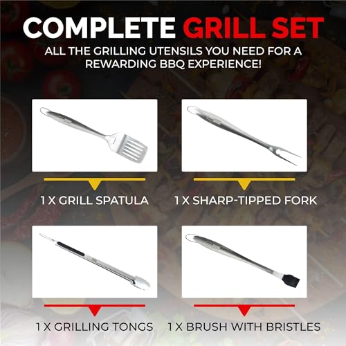 Set de utensilios para parrilla 4 piezas acero inoxidable miniatura 3