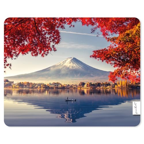 Mauspad im Japan-Design I 24 x 19 cm I Mousepad in Standard-Größe I Mount Fuji-Vulkan Motiv im Frühjahr I Qualitätsdruck auf Zellkautschuk I rutschfest wasserfest und abwischbar I dv1241