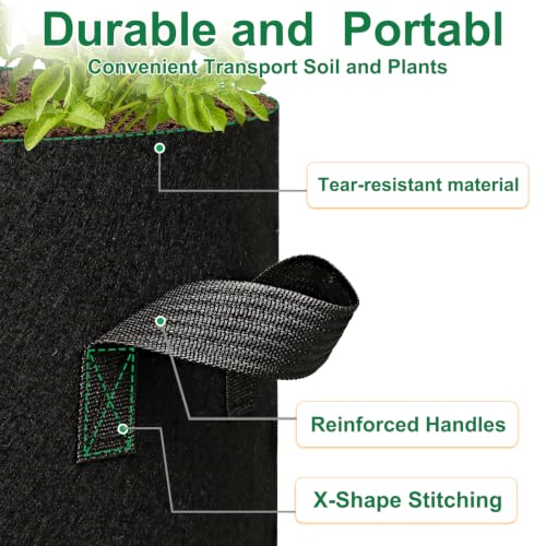 JERIA 24-Pack 10 Gallon Nonwoven Grow Bags, Plant Grow Bags，Heavy Duty Aeration Fabric Pots with Durable Handles