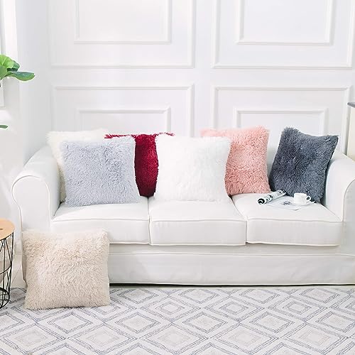 Image of Faux Fur Throw Pillow Covers for Couch Decorative Pillows 24x24 Inch