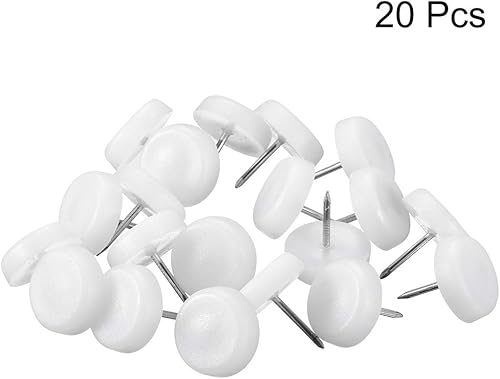 Miniatura 10 de uxcell Pies de muebles para uñas de plástico deslizante, almohadillas protectoras para patas de mesa, 0.551 in de diámetro, color blanco, 20 unidades
