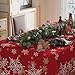 XCHI Winter Red Snowflakes Tablecloth Rectangle Christmas Table Cloth Washable Table Covers for Indoor Dining Home Party Xmas Decorations 60x84 Inch