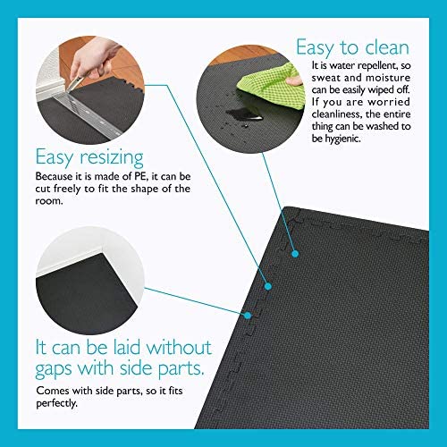 BODYTECH-Puzzle-Exercise-Mat-Interlocking-Foam-and-Tile-Mats-for-Home-Gym-Floor-Padding-for-Small-Child-Black-Color-18-x-18-x--Thick-16-Sheet-36-SQFT
