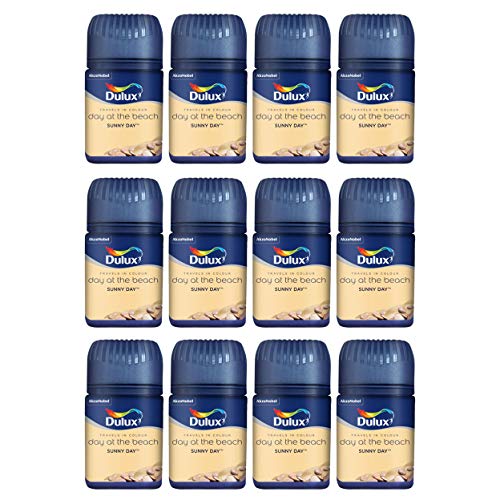 Dulux Set of 12 Compact Wall Paint Ceiling Paint Tester Emulsion (50ml) Matt Finish Fast Colour Decorating Paint - Various Colours (Sunny Day)