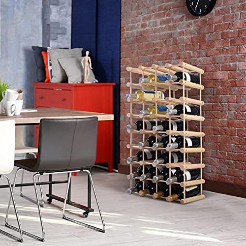 TANGZON 40 Bottle Traditional Wine Rack, Free Standing Wooden Drink Storage Display Shelf, Wine Bottle Organizer Holder Stand for Kitchen Bar Pantry Cellar
