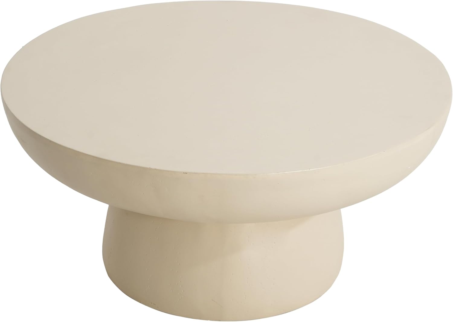 Christopher Knight Home Patsy Modern Lightweight Concrete Coffee Table, Indoor and Outdoor Round Top Accent Table, MGO Sofa End Table with Pedestal Base, No Assembly Needed, 27.5", Beige