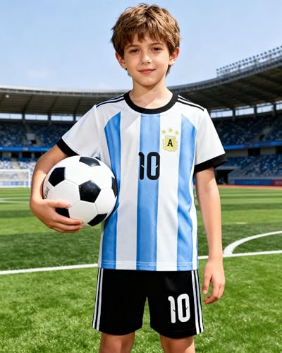 Hjshfue Kids Soccer Jersey Set #10 Soccer Shirt for Boys Girls Lightweight Training Uniform Athletic Daily Outfits for kids 5-12Y - Thumbnail 3
