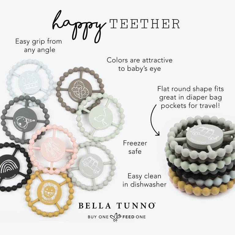 Miniatura 4 de Bella Tunno Happy Teether - Juguete de mordedor suave y de fácil agarre para bebé, anillo de mordedor de silicona para ayudar a calmar las encías,