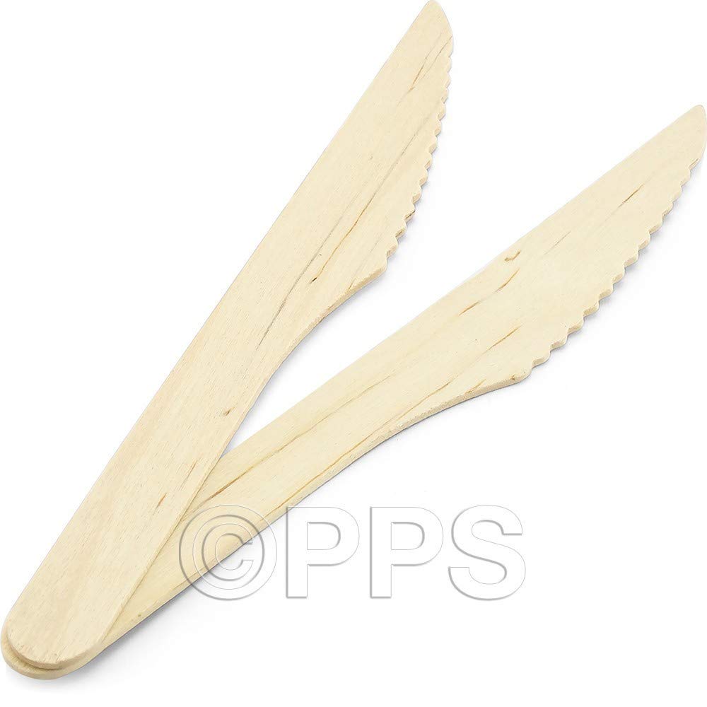 100 Couteaux En Bois Biodégradables Greenbox - 18 Cm - Pour Traiteur, Snack, éco-friendly