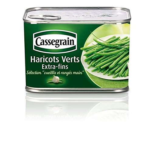 Cassegrain Green Beans Extra fine Slices and Rows Hand 4/4 390g - ( Unit Price ) - Cassegrain haricots verts Extra fins cuilles et rangés Main 4/4 390g