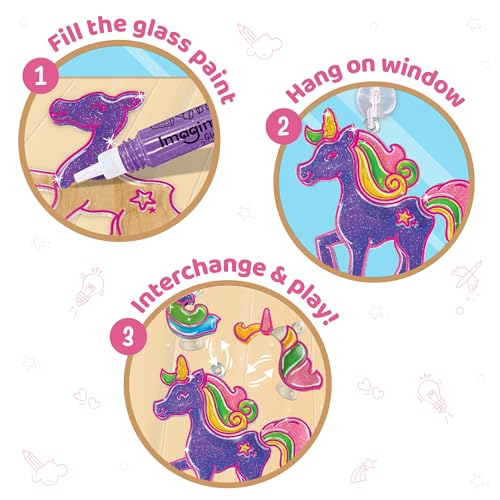 Image of Imagimake Window Art Princess & Unicorn | Mermaid Suncatcher Kit | 32 Pieces Glass Painting Set | Kids Activities Ages 5-8 | DIY Craft Kit | Birthday Gift for Girls Ages 5,6,7,8,9,10,12 Years Old