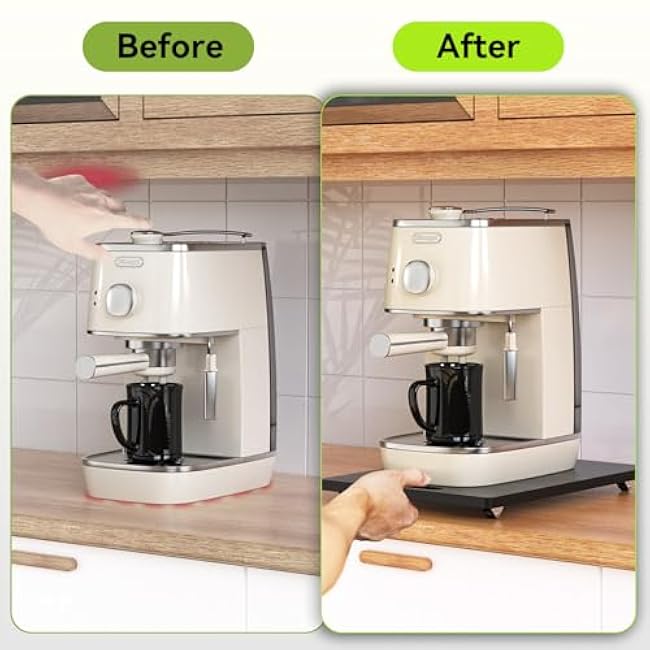 Bamboo Sliding Tray 16W x 13D Appliance Slider with Rubber Wheels Sliding Tray for Coffee Maker, kitchen Appliance Sliders for Countertop Air Fryers, Kitchen Stand Mixers, Toasters, Microwave