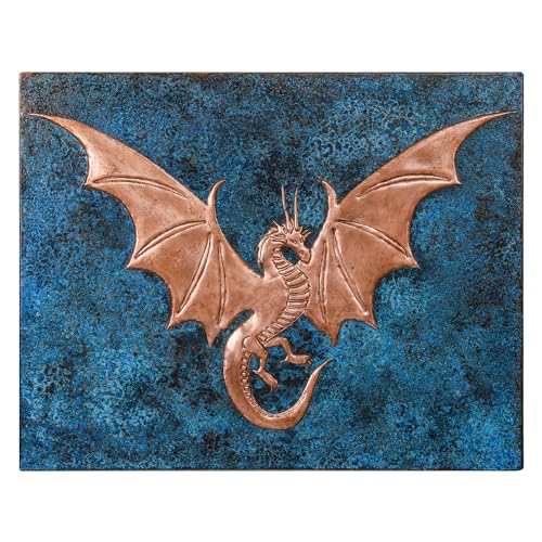 Kitchen Backsplash, Dragon with Wings Copper Backsplash, Custom Copper Backsplash Panel, Handmade Copper Backsplash Tile, Indoor Outdoor Wall Decor (Blue)