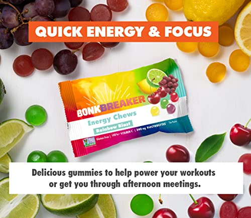 Bonk Breaker Energy Chews, Dairy-Free, Gluten-Free Ingredients To Provide Quick Energy And Focus, 1 Box Of 10 Packets, Rainbow Blast #TOP2