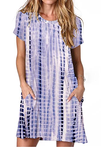 Image of Alaster Women's Casual Summer T Shirt Dress Loose Short Sleeve Tunic Dress with Pocket for Women