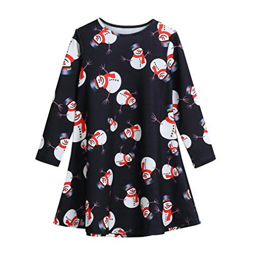 Vovotrade Little Baby Girls' Princess Dress Christmas Costume Snowman Clothes Long Sleeve Party Dress (Black-a, 6-7T) Vovotrade Little Baby Girls' Princess Dress Christmas Costume Snowman Clothes Long Sleeve Party Dress (Black-a, 6-7T)
