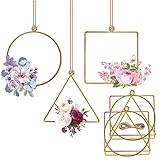 aro metalico extensible uso 【El paquete incluye】 - 6 piezas de aros de metal en forma de círculo, triángulo y cuadrado. 1 rollo de hilo de 10 m / 32,8 pies de largo y 5 mm de diámetro.