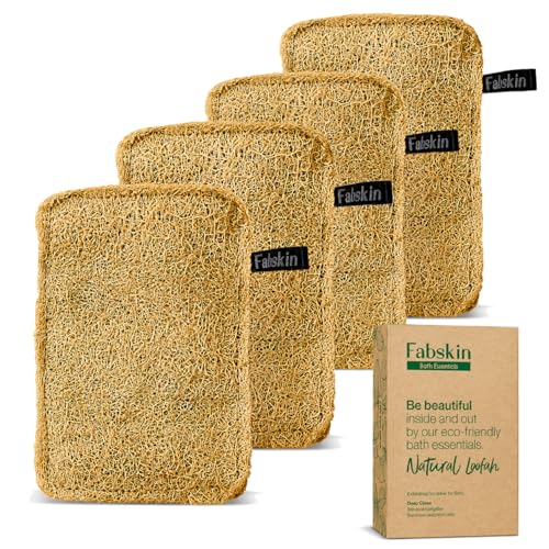Image of Fabskin Natural Loofah Body Scrubber For Bathing For Men & Women I Body Sponge Scrubber for Bathing | Organic Luffa for Bath Shower Skin Exfoliation (Pack 4)