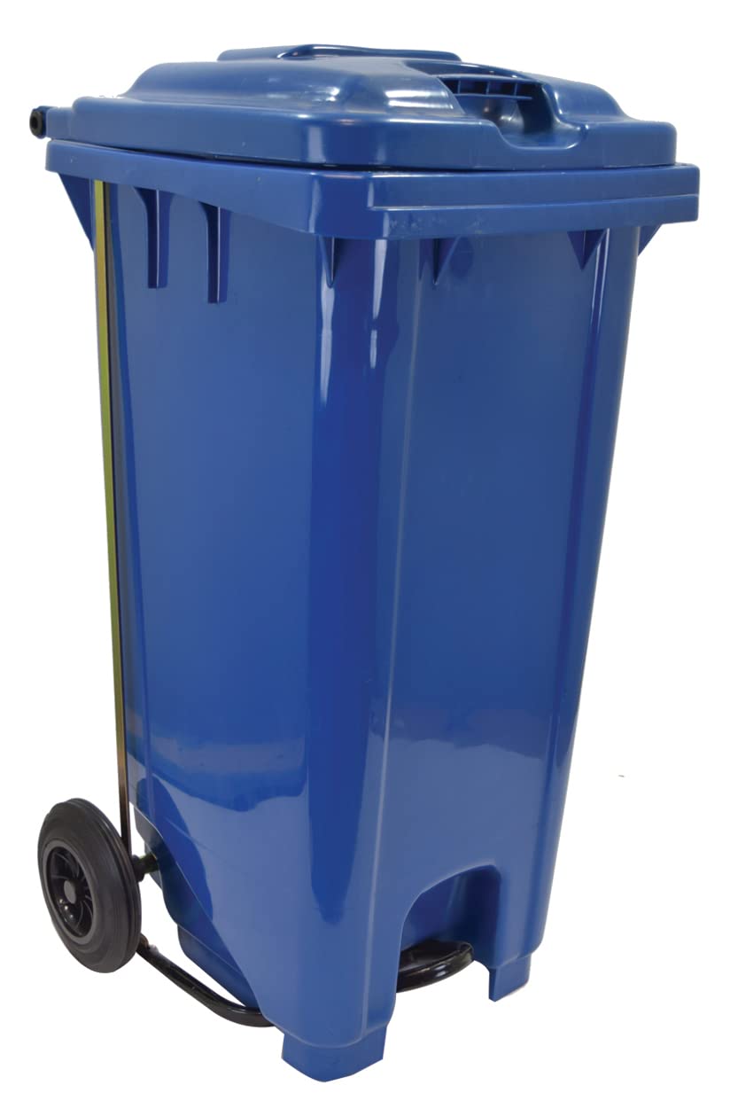 Lacot 120 Ltr Industrial Waste Bin with Pedal & Wheels (Blue)