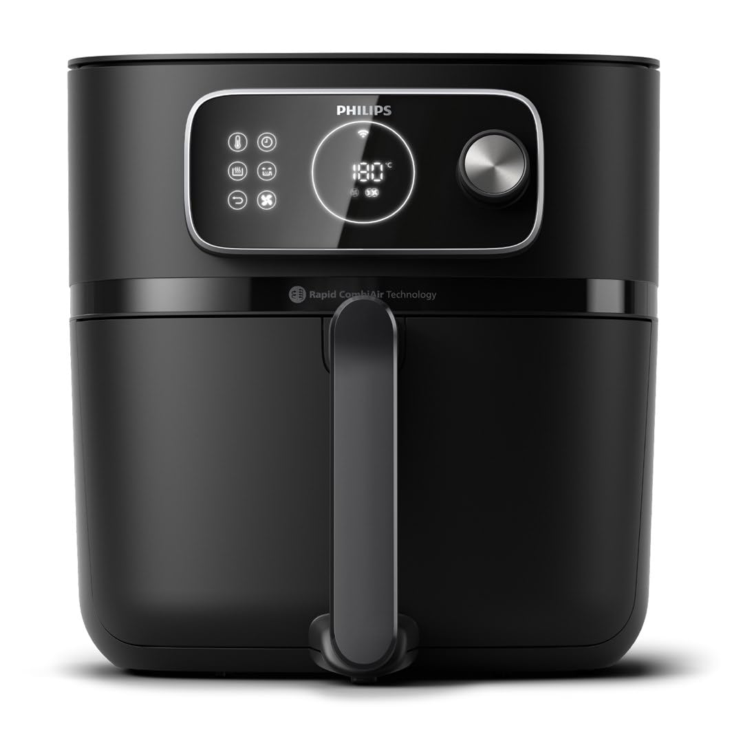 Versuni Philips Airfryer Combi 7000 Series XXL - 8.3L (2kg), 22-in-1 airfryer, WiFi connected, 99% less fat added** with Rapid CombiAir, HomeID App, Black (HD9876/90)