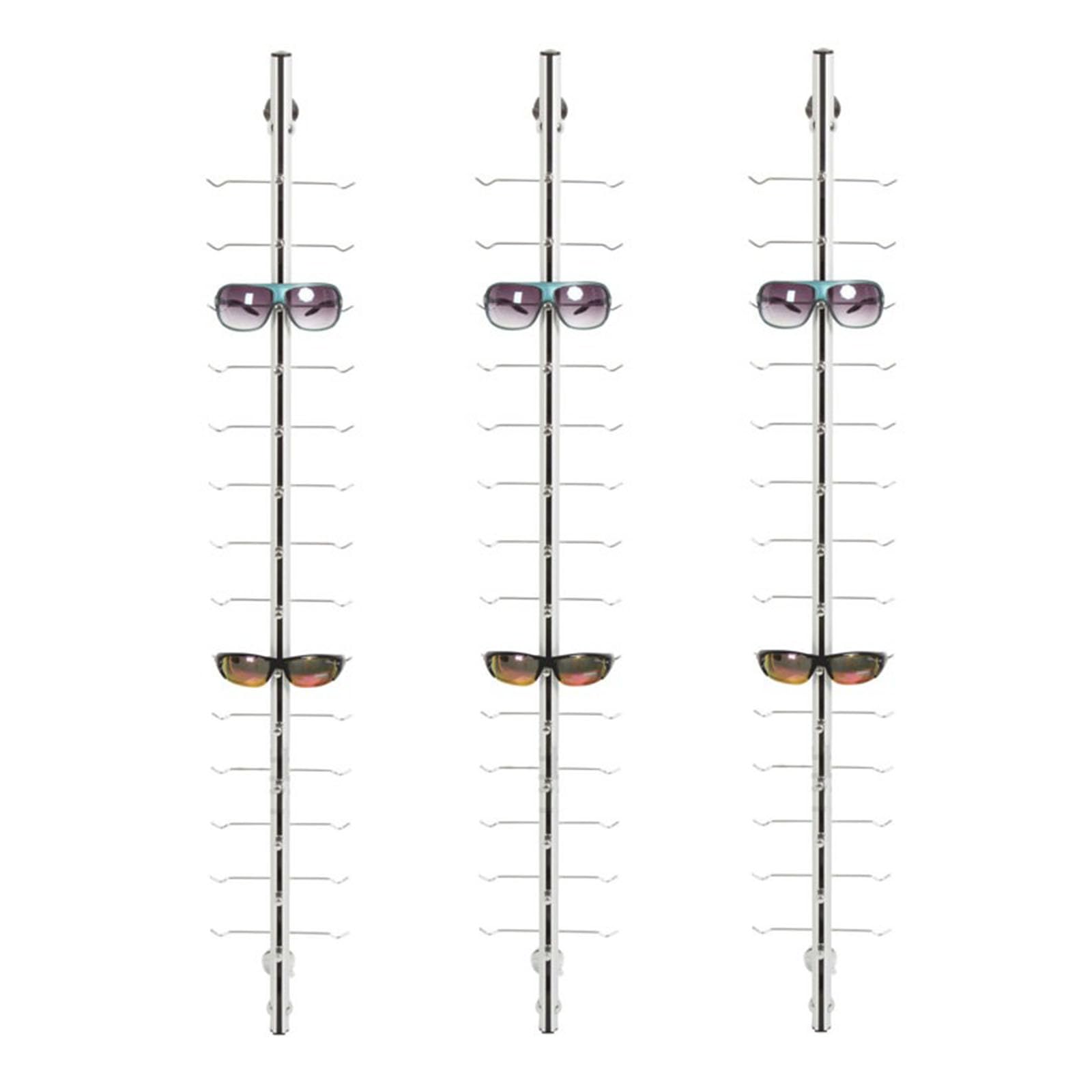Organizzatore di stoccaggio per Occhiali da Sole in Lega di Alluminio 3 Pezzi, Espositore per Occhiali da Vista Metallo a Parete Decorazione portaoggetti per Occhiali da Lettura per Negozi di Ottica