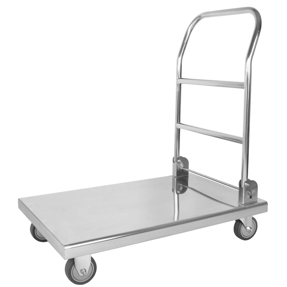 Beeketal 'TWB-1' Gastro Edelstahl Plattformwagen klappbar mit Gummi Rollen (geräuscharm) bis 350 kg belastbar, Schwerlast Küchen Transportwagen Handwagen Transportfläche: ca. 500 x 700 mm