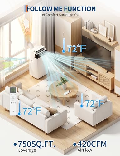 Image of Garvee 3-in-1 Portable Air Conditioner, 14000 BTU (10200 BTU SACC) AC Unit | with Energy Saving Cools 750 Sq. Ft, Window Kit & Remote, Dehumidifier & Fan for Bedroom, Living Room, Home Office