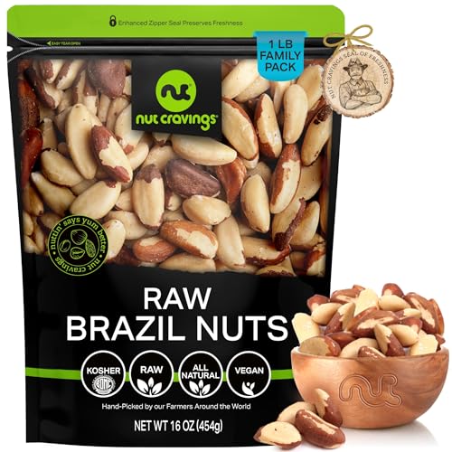 Image of NUT CRAVINGS - Raw Brazil Nuts, Unsalted, No Shell, Whole, (16oz - 1 LB) Packed Fresh in Resealable Bag - Kosher Healthy Snack, Food Assortments
