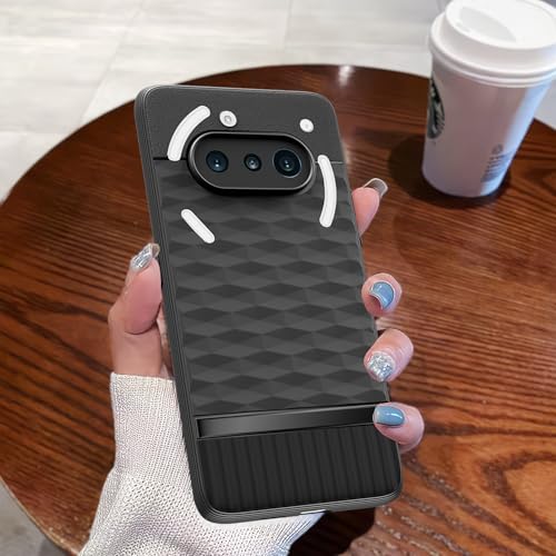 Image of Pikkme Back Cover for Nothing Phone 3a 5G Camera Protection 3D Hexa Cube Design Silicone Protective Bumper Case (Black)