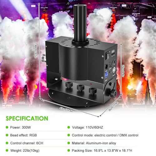 Máquina de Humo para Escenario Jiangtaom, 250W con Luces LED, Ángulo de Rociado Ajustable 180°, Alcance de 8-10M miniatura 3