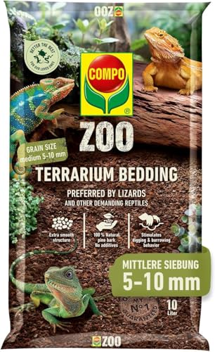 COMPO Zoo Terrarien-Substrat für Echsen und andere anspruchsvolle Reptilien - natürliche Pinienrinde für mittelgroße bis große Echsen und andere Reptilien - mittlere Körnung 5-10 mm - 10 Liter COMPO Zoo Terrarien-Substrat für Echsen und andere anspruchsvolle Reptilien - natürliche Pinienrinde für mittelgroße bis große Echsen und andere Reptilien - mittlere Körnung 5-10 mm - 10 Liter