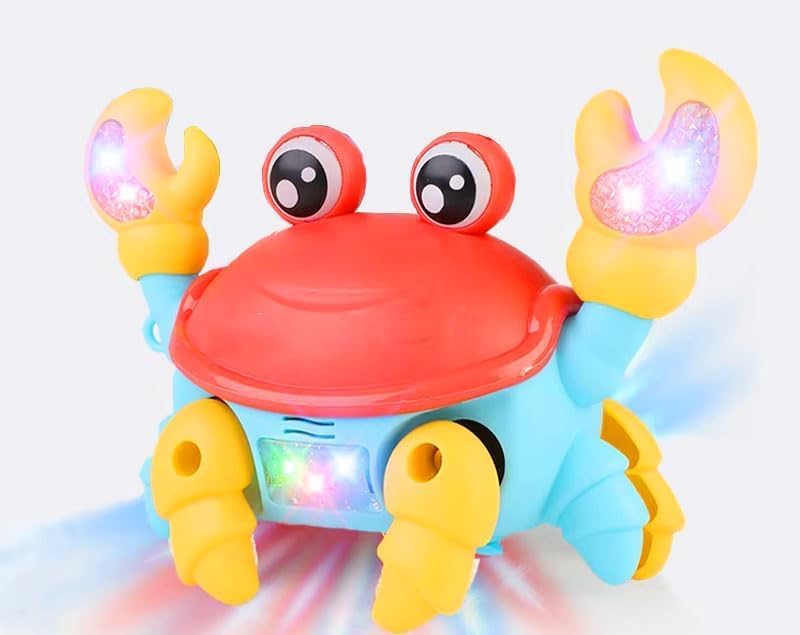 CHIDDHAN Mini Crawling Crab Baby Musical & Lightning Toy for Toddler, Infant Kids Toy with Moving Hands Lightning Toy with Sound Educational & Learning Toy Best Birthday Gift for Kids Walking Toy 4