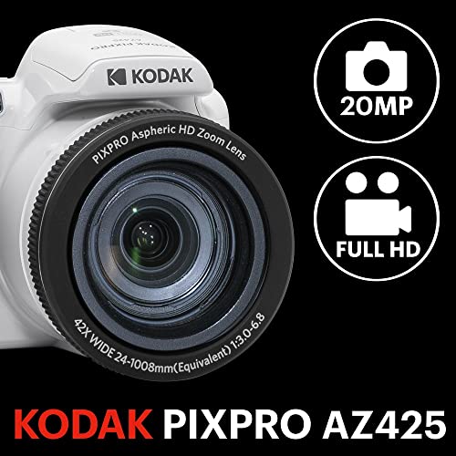 KODAK Pixpro Astro Zoom AZ425 – Digitalkamera Bridge, 42-facher optischer Zoom, 24 mm Weitwinkel, 20 Megapixel, LCD 3, Video Full HD 1080p, Li-Ion-Akku – Weiß – Bild 3