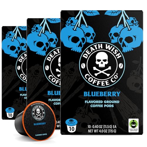 Death Wish Coffee Blueberry Single Serve Coffee Pods, Fair Trade, 30 Count