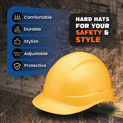 Acerpal Cap Style Vented Hard Hat Osha Construction Work Approved Safety Helmet, Solid Yellow Design Hard Hats, Cascos De Construccion, 6 Point Adjustable Ratchet Suspension #TOP1