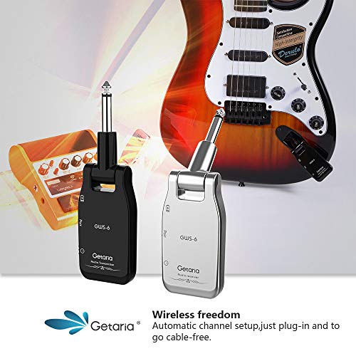 Getaria Guitar Transmitter Receiver Wireless Guitar System Built-in Rechargeable Lithium Battery For Electric Guitar Bass GWS-6 - Thumbnail 2