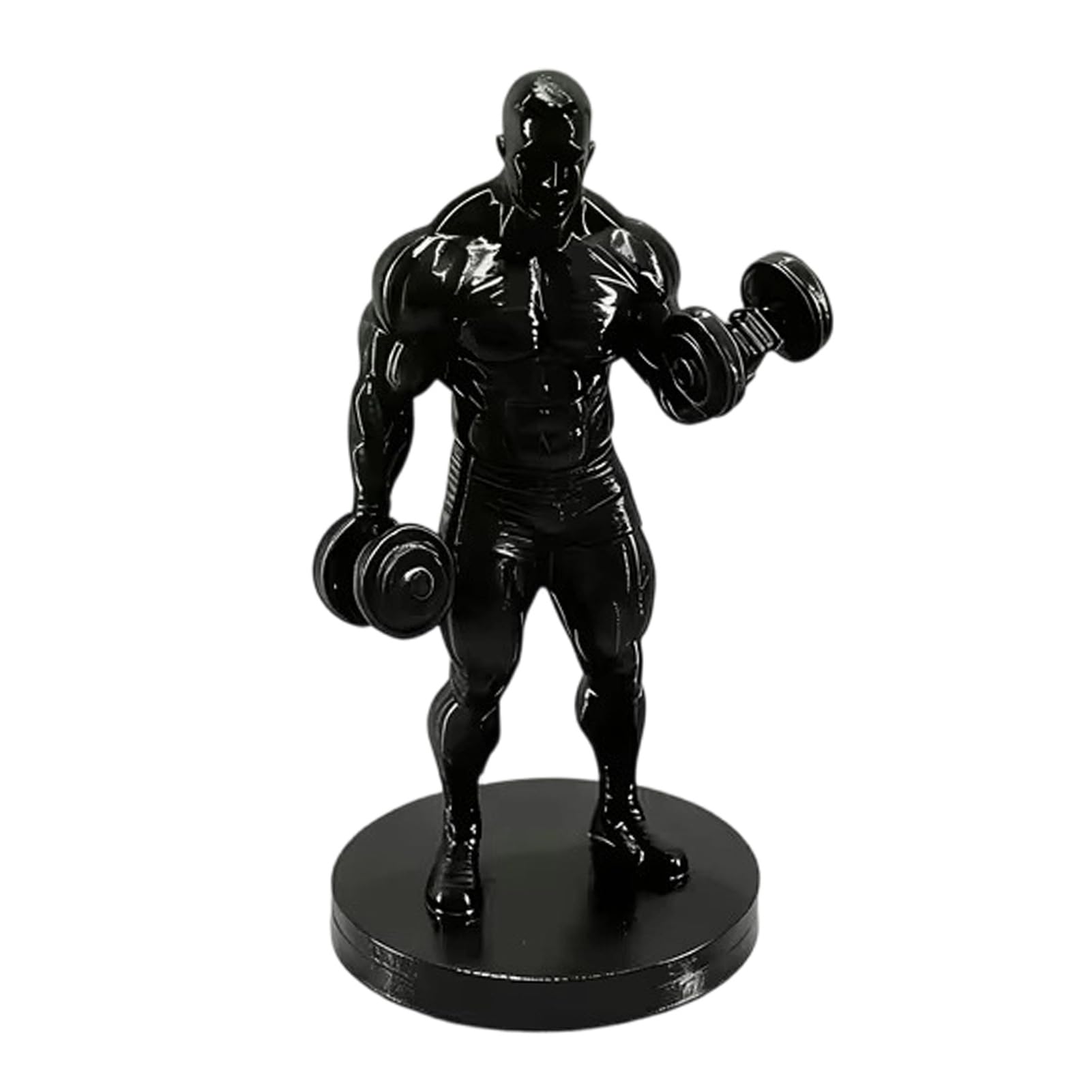 Virelynx 3D Printed Weightlifter Ornament – Black Statue Muscular Man Figurine, Dumbbells Gym Sculpture Gift for People Love Fitness