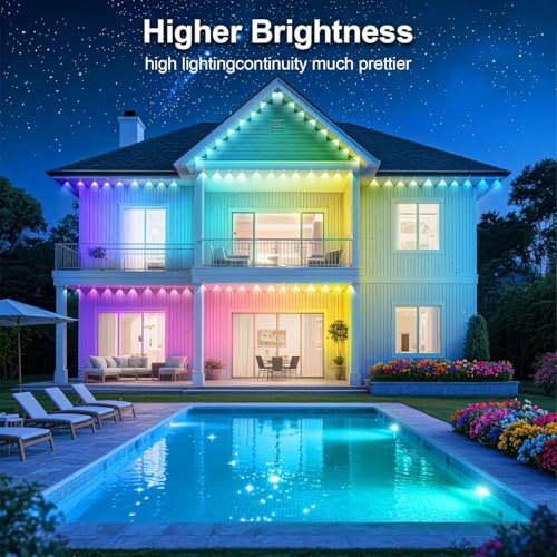 Image of CETELUMA 400Ft Permanent Outdoor Lights for House Waterproof, IP67 LED Eave Lights with App /Remote Control, Outdoor Permanent led Lighting for House Roof Decor, Christmas, Party