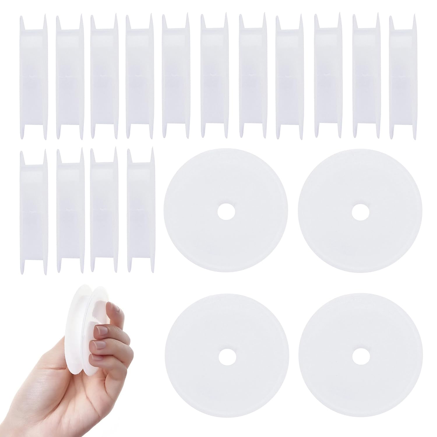Skypro White 20Pcs Empty Plastic Wire Spools, 66X12mm Ribbon Spool Weaving Bobbins Craft Spools For Embroidery Thread, Chains, Electrical Wire And Sewing