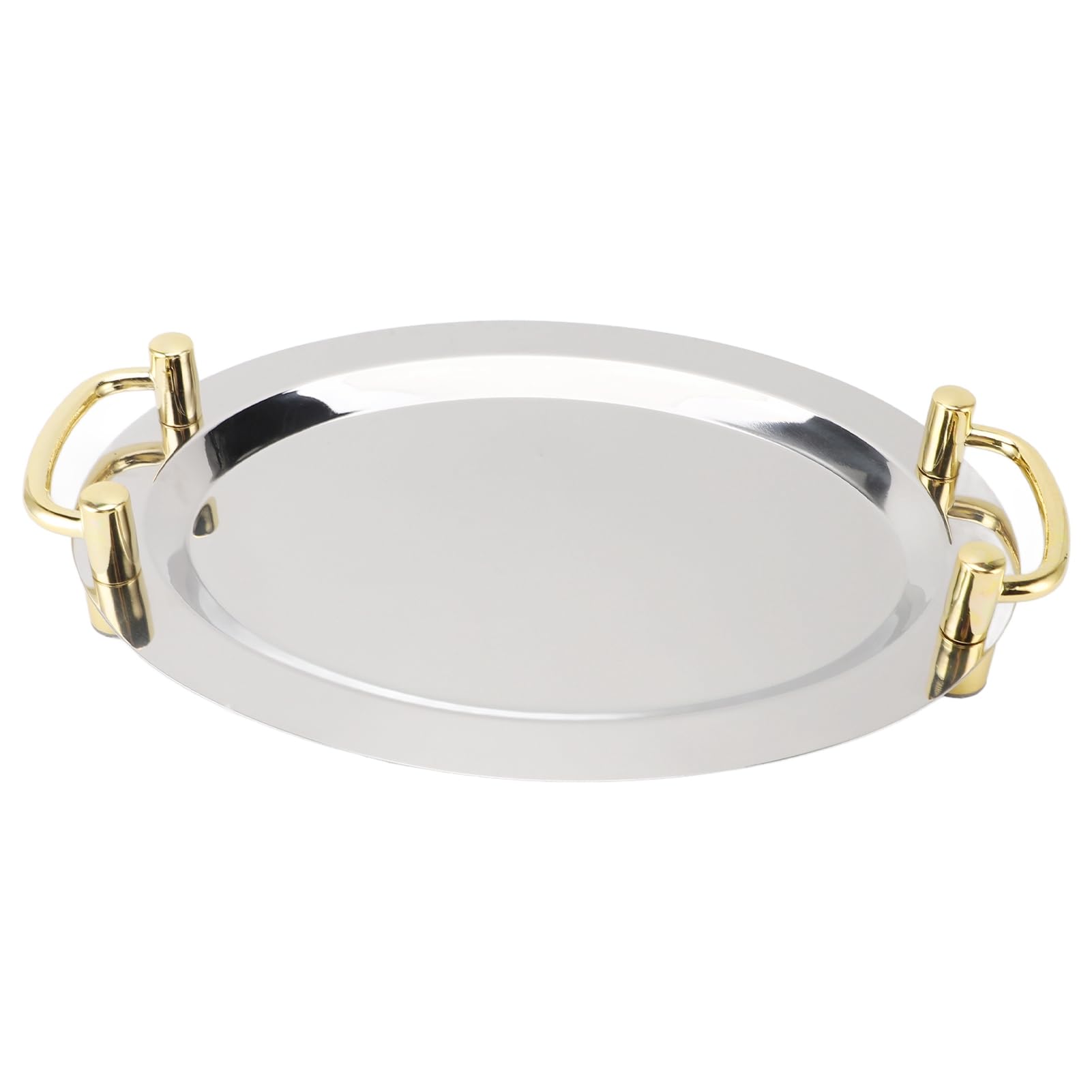 Aramox Plato de Acero Inoxidable, Bandeja para Servir de Acero Inoxidable 304 con Asa, Plato de Cena con Acabado de Espejo, Fácil de Transportar, Fácil de Limpiar, para Servir Banquetes en (#3)