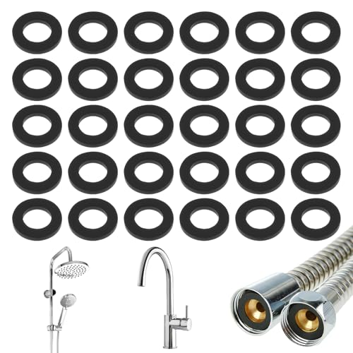 LXUEJIE 30 Stück O-Ringe Dichtringe, Flachdichtungen Dichtung 1/2 Zoll Gummi Flache Unterlegscheibe Schlauch Unterlegscheiben Reparatur Dichtung für Wasserhahn Schlauch Duschkopf Sanitär