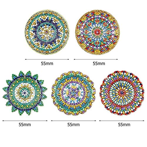 Diamond Painting Keychains Kits Mandala 5D DIY Mosaic Making Full Drill Special Shape Diamond Painting Pendant for Art Craft Key Ring Phone Charm Bag Decor - Thumbnail 6