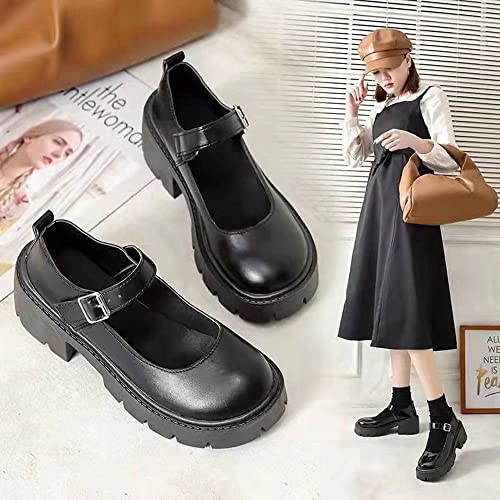 Womens Mary Jane Shoes Gothic Shoes Oxford Dress Shoes Round Toe Ankle Strap Platform Chunky Heel Pumps Shoes 5.5 #TOP6
