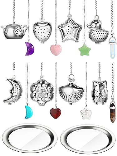8 Pieces Tea Infuser Loose Leaf Tea Strainer Stainless Steel Ball Mesh Tea Strainer With Chain Crystal Pendants And Drip Trays Tea Infuser Tea Metal Ball For Loose Tea Leaves Spices (Classic Style) #TOP20
