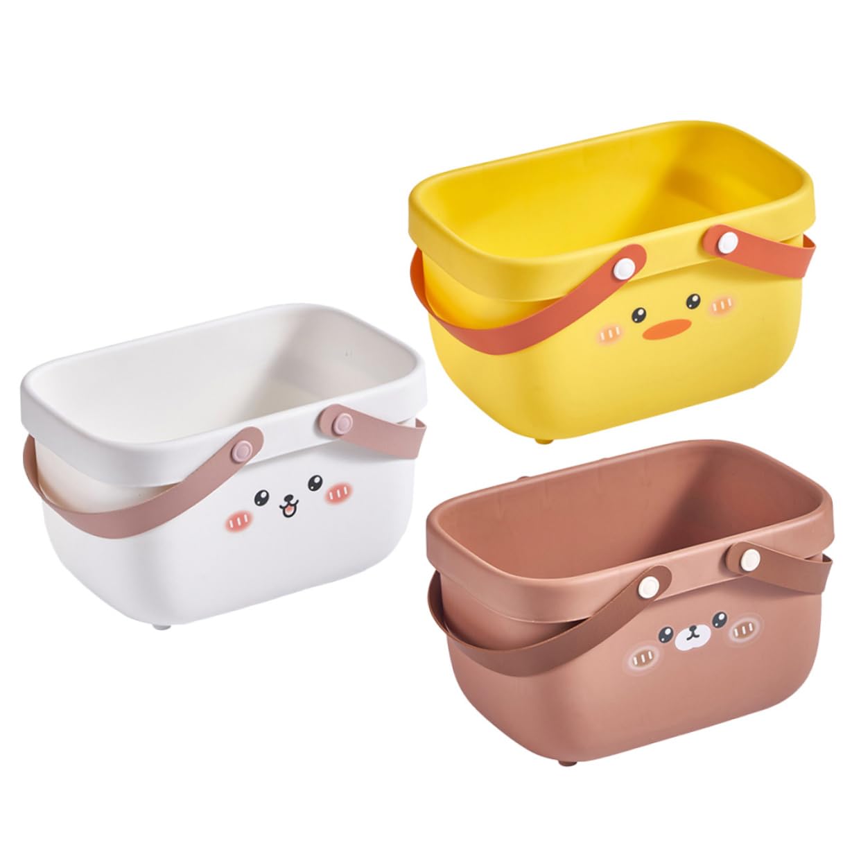 Ciieeo Cesta de Ducha Portátil con Asa, Set de 3 Piezas, Pp y Cuero